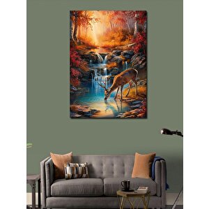 Kanvas Tablo Su İçen Geyik 50x70 cm