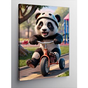 Kanvas Tablo Bisiklet Süren Sevimli Panda 70x100 cm