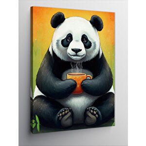 Kanvas Tablo Kahve İçen Panda