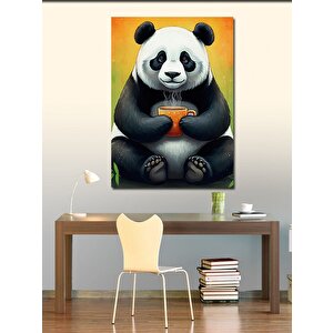 Kanvas Tablo Kahve İçen Panda
