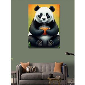 Kanvas Tablo Kahve İçen Panda
