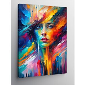 Kanvas Tablo Renk Patlaması Kadın 100x140 cm