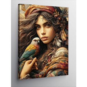 Kanvas Tablo Kuşlu Kadın 70x100 cm