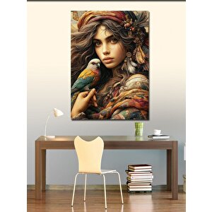 Kanvas Tablo Kuşlu Kadın 70x100 cm