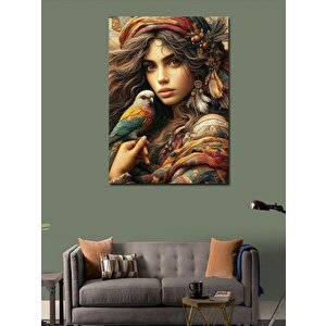 Kanvas Tablo Kuşlu Kadın 70x100 cm
