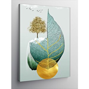 Kanvas Tablo Soyut Yaprak Ve Ağaç Tasarımı 100x140 cm