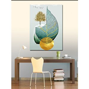 Kanvas Tablo Soyut Yaprak Ve Ağaç Tasarımı 100x140 cm