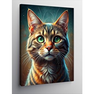 Kanvas Tablo Renkli Kedi