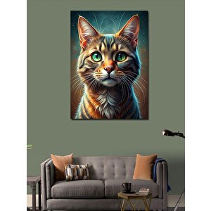 Kanvas Tablo Renkli Kedi