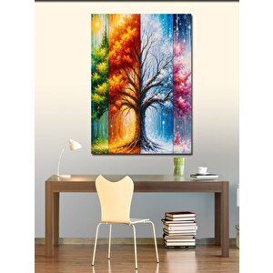 Kanvas Tablo Dört Mevsim Agaç 70x100 cm