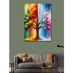 Kanvas Tablo Dört Mevsim Agaç 70x100 cm