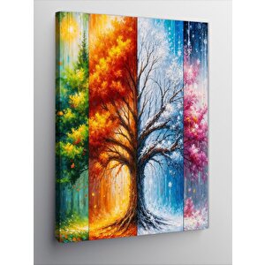 Kanvas Tablo Dört Mevsim Agaç 100x140 cm