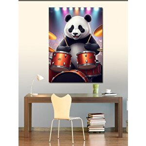Kanvas Tablo Bateri Çalan Panda
