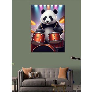 Kanvas Tablo Bateri Çalan Panda