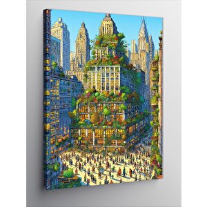 Kanvas Tablo Renkli Şehir Manzarası 70x100 cm