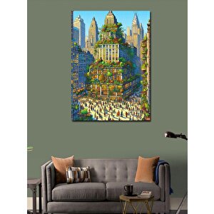 Kanvas Tablo Renkli Şehir Manzarası 70x100 cm