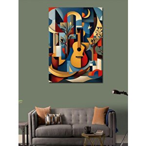 Kanvas Tablo Akustik Gitar Ve Ağaçlar 100x140 cm