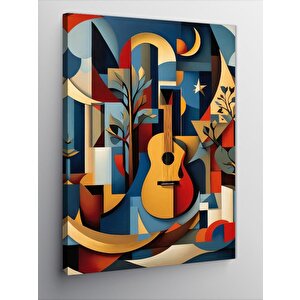 Kanvas Tablo Akustik Gitar Ve Ağaçlar 50x70 cm