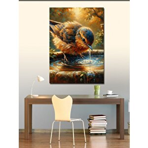 Kanvas Tablo Su İçen Kuş 100x140 cm