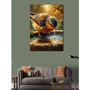 Kanvas Tablo Su İçen Kuş 100x140 cm