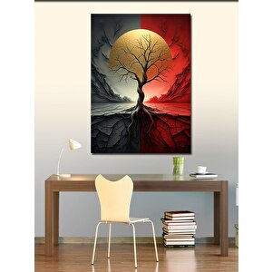 Kanvas Tablo Ağaç Ve Kırmızı Güneş 70x100 cm