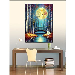 Kanvas Tablo Renkli Orman Ve Göl 100x140 cm