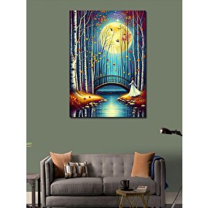 Kanvas Tablo Renkli Orman Ve Göl 100x140 cm