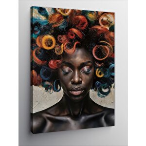 Kanvas Tablo Renkli Saçlı Kadın 100x140 cm