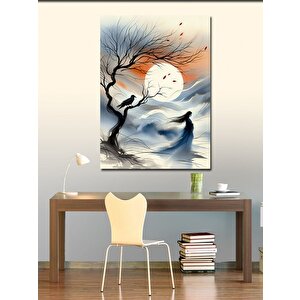 Kanvas Tablo Yalnız Ağaç Ve Ay 70x100 cm