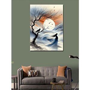 Kanvas Tablo Yalnız Ağaç Ve Ay 70x100 cm