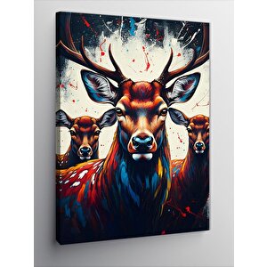 Kanvas Tablo Renkli Geyik 100x140 cm