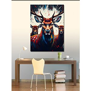 Kanvas Tablo Renkli Geyik 100x140 cm