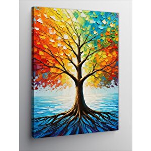 Kanvas Tablo Renkli Ağaç 70x100 cm