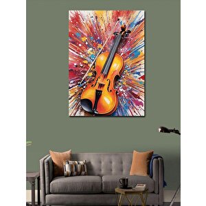 Kanvas Tablo Renkli Keman 100x140 cm
