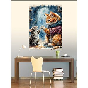 Kanvas Tablo Kış Kedisi 100x140 cm