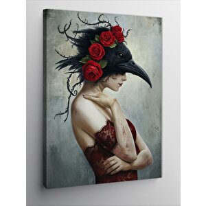 Kanvas Tablo Karga Maskeli Kadın 100x140 cm