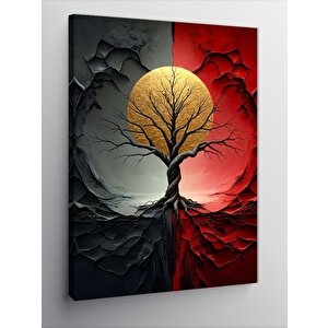 Kanvas Tablo Kırmızı Ağaç