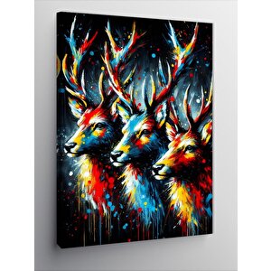 Kanvas Tablo Renkli Geyikler 70x100 cm