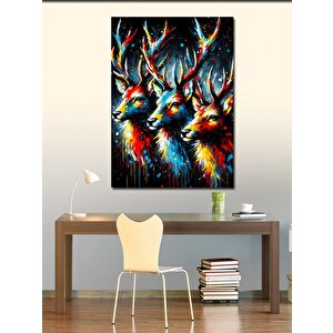 Kanvas Tablo Renkli Geyikler 70x100 cm