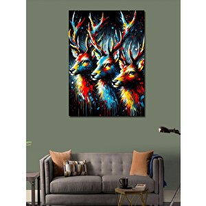 Kanvas Tablo Renkli Geyikler 70x100 cm