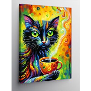 Kanvas Tablo Renkli Kedi 100x140 cm