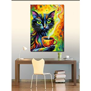 Kanvas Tablo Renkli Kedi 100x140 cm