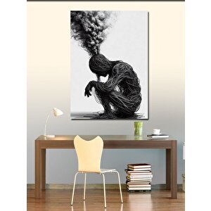 Kanvas Tablo Kablo Adam Ve Kara Duman 50x70 cm