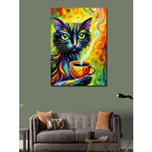 Kanvas Tablo Renkli Kedi