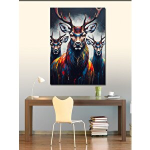Kanvas Tablo Renkli Geyik Portresi 100x140 cm