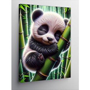 Kanvas Tablo Bambuya Sarılan Panda 100x140 cm