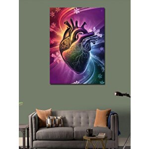 Kanvas Tablo Renkli Kalp Çizimi 100x140 cm