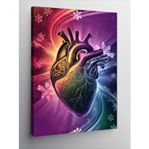 Kanvas Tablo Renkli Kalp Çizimi 70x100 cm