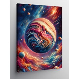 Kanvas Tablo Renkli Gezegen 70x100 cm