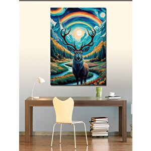 Kanvas Tablo Gökkuşağı Ve Geyik 100x140 cm